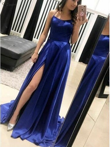 Cheap Backless Simple Long Evening Dress,Royal Blue Prom Dress,GDC1104-Dolly Gown