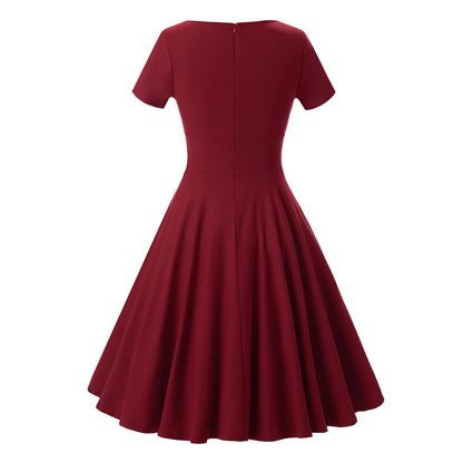 Cheap Vintage Short Burgundy Modest Bridesmaid Dresses with Short Sleeves,1539B-Dolly Gown
