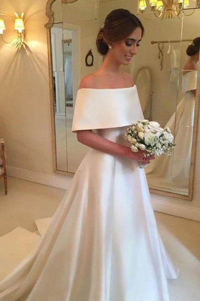 Simple Wedding Dress, Off the Shoulder Wedding Dress,GDC1261