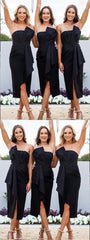 Chic Black Strapless Short Bridesmaid Dresses ,GDC1005-Dolly Gown