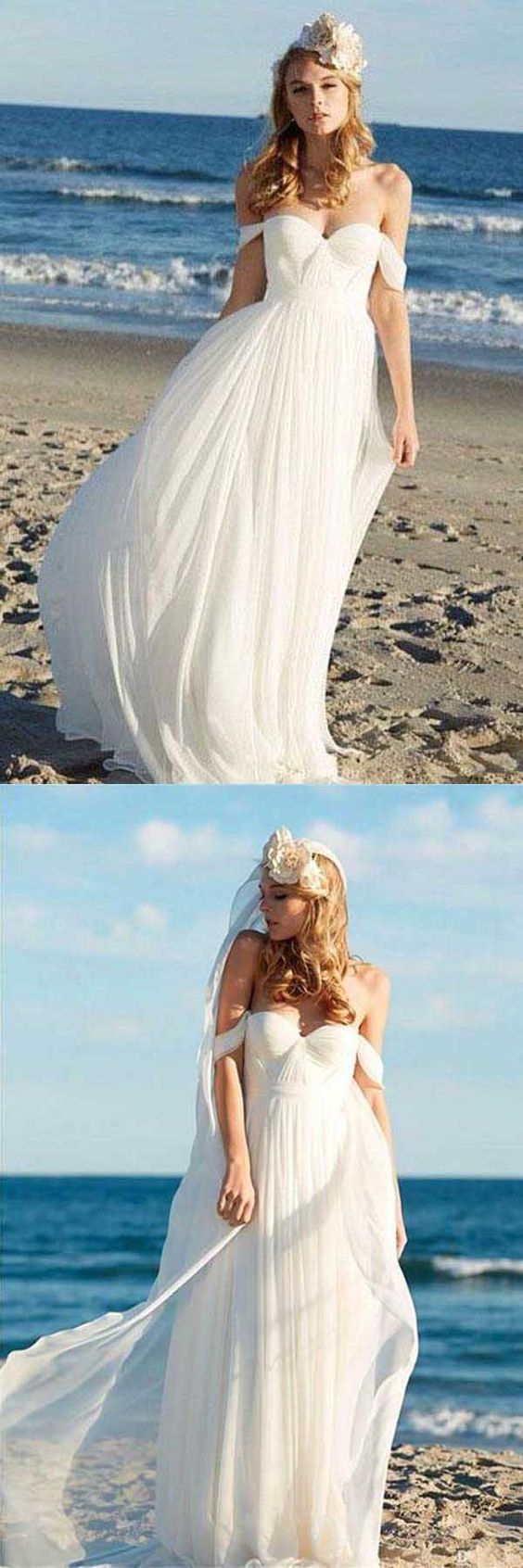 summer beach wedding dresses Boho Beach Off Shoulders Summer Wedding Dresses