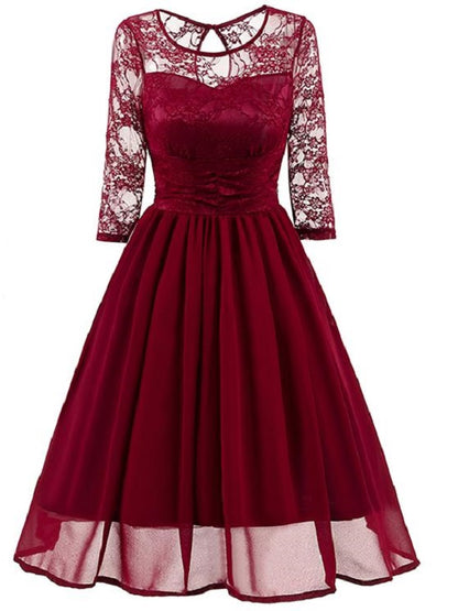 Classy Short Prom Dress with Sleeves,Vintage Prom Dress, Maroon Prom Dress,1581B-Dolly Gown
