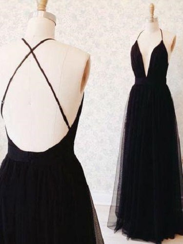 Black Prom Dress,Long Prom Dress,Backless Prom Dress, Long Homecoming Dress,MA012-Dolly Gown