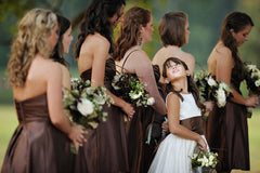 Coffee Color Short Country Style Strapless Bridesmaid Dresses with Boots,20081825-Dolly Gown