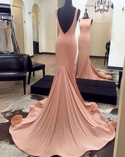 Coral Prom Dress,Bateau Prom Dress,Modest Prom Dress,Low Back Long Formal Dress,MA167-Dolly Gown