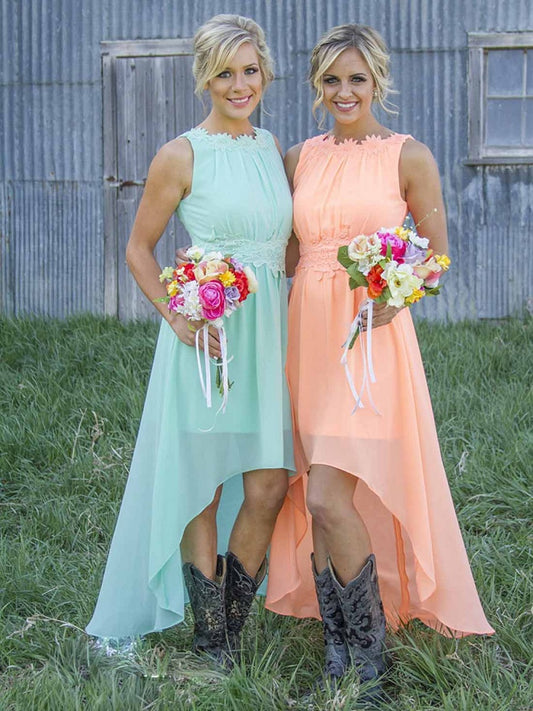 Country Rustic Hi Low Bridesmaid Dresses with Cowboy Boots,FS090-Dolly Gown