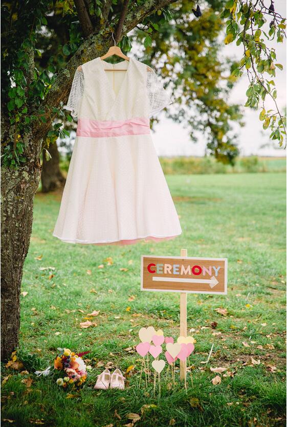 Simple Country Style Weddingg Dress,Short Wedding Dress,Polka Dot Wedding Dress,50s Style Wedding Dress,20110226