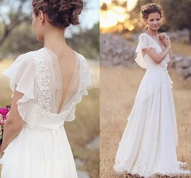 boho ruffle wedding dress Zapaka Women Boho Wedding Dress Off The Shoulder Lace Ivory A Line Ruffled 2-piece Bridal Dress with Slit, Ivory / US16W
