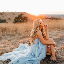 Custom Made Pale Blue Chiffon Boho Wedding Dress with slit,GDC1031-Dolly Gown