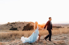 Custom Made Pale Blue Chiffon Boho Wedding Dress with slit,GDC1031-Dolly Gown