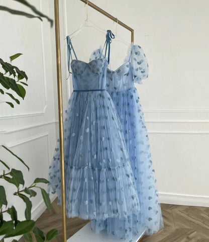 Ice Blue Tea Length Prom Dress Senior Graduation Dress - DollyGown