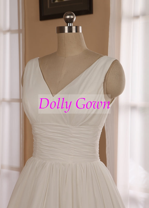 Romantic Simple 1950's Short Chiffon Vintage Wedding Dress Short Pin Up Wedding Gown,DO006-Dolly Gown