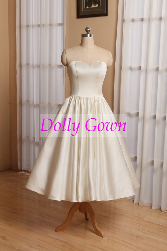 Vintage Short 50s Style Wedding Dresses Short with Spaghetti Strapes,Robe De Mariee Courte Pas Cher,20081101