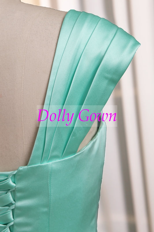 Mint Green Tea Length 50s Style Bridesmaid Dress Vintage bridesmaid dresses under 100-Dolly Gown