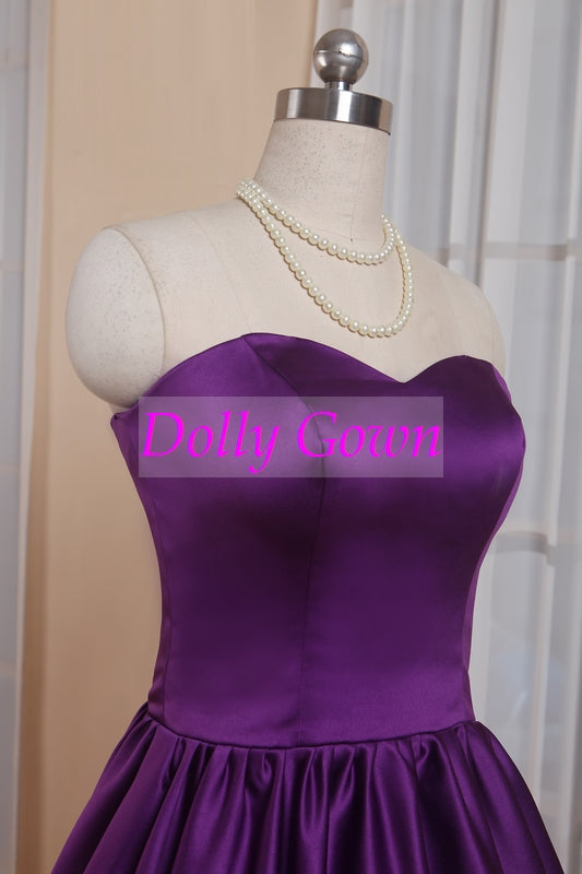 Purple Sweetheart 1950's Tea Length Country Style Vintage Bridesmaid Dresses-Dolly Gown