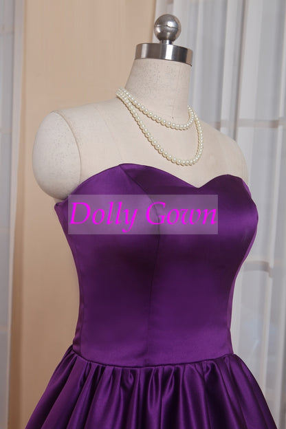 Purple Sweetheart 1950's Tea Length Country Style Vintage Bridesmaid Dresses-Dolly Gown
