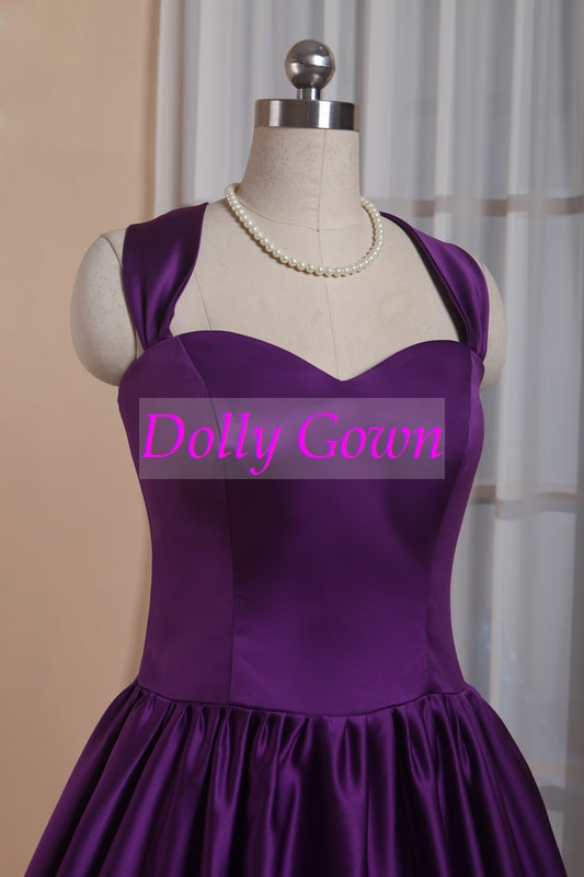 Vintage Bridesmaid Dresses Purple Country Bridesmaid Dresses Tea Length 50s Style Bridesmaid Dresses