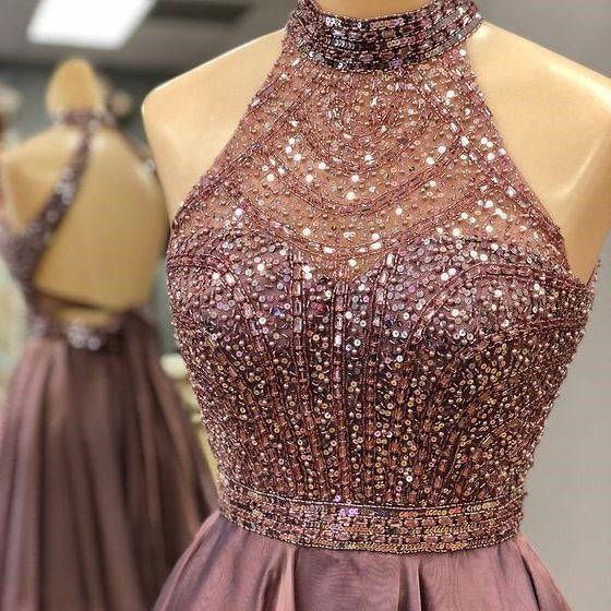 Dazzling Open Back Halter Short Homecoming Dress,Sweet 16 Graduation Dress, GDC1075-Dolly Gown