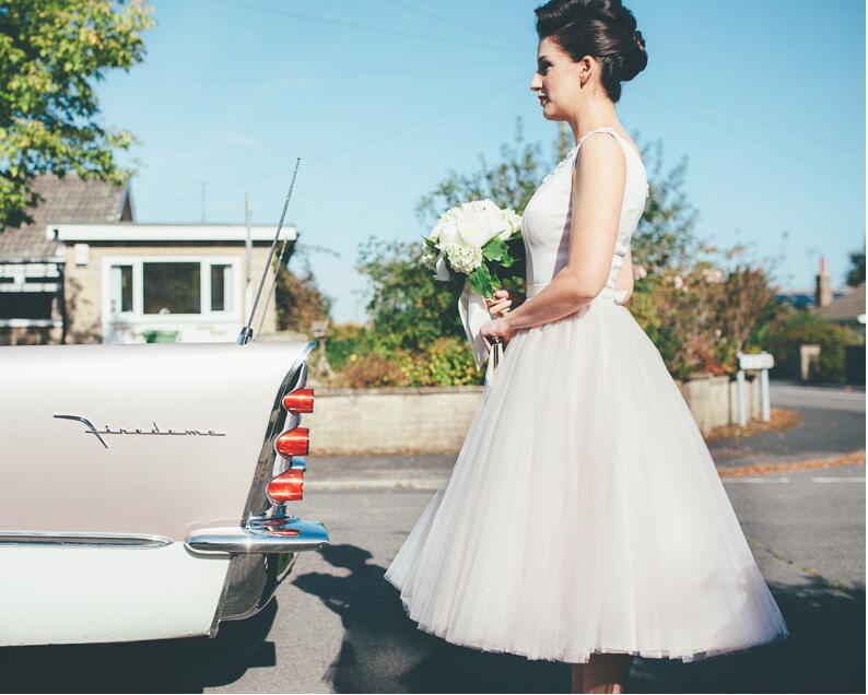 Delicate Scoop Neck Tea Length Vintage 1950s Wedding Dress,Barn Wedding Dresses,20110640-Dolly Gown