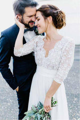 Discount Country Vintage Lace Wedding Dress with Long Lace Sleeves.GDC1139-Dolly Gown