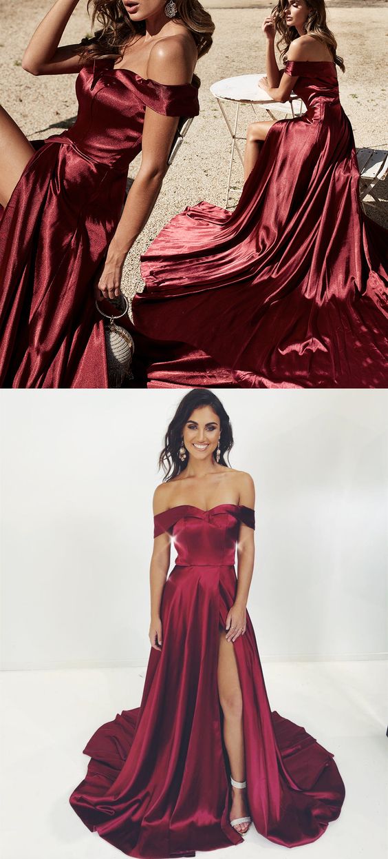 Discount Red Sexy Off Shoulders Side Slit Prom Dress,GDC1123-Dolly Gown
