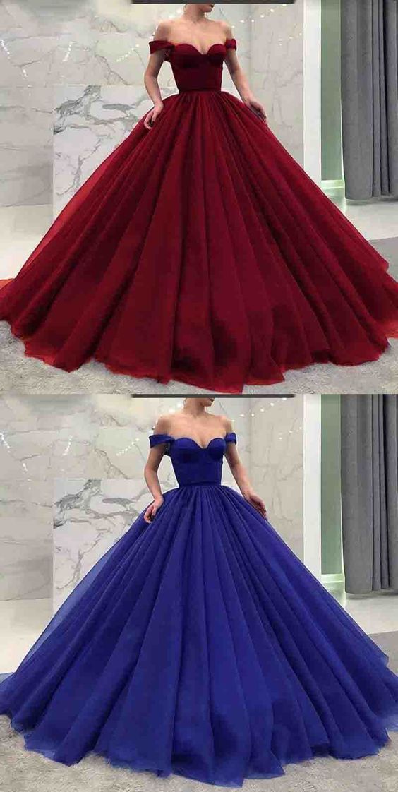 Elegant Royal Blue Tulle Sequins Prom Dress 2020, A-line Long Party Dr –  Cutedressy