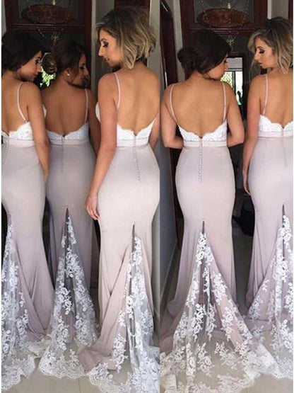 Dove Grey Gray Bridesmaid Dresses Mermaid Bridesmaid Dresses Lace Sexy Bridesmaid Dresses Spaghetti Straps Fs016-Dolly Gown