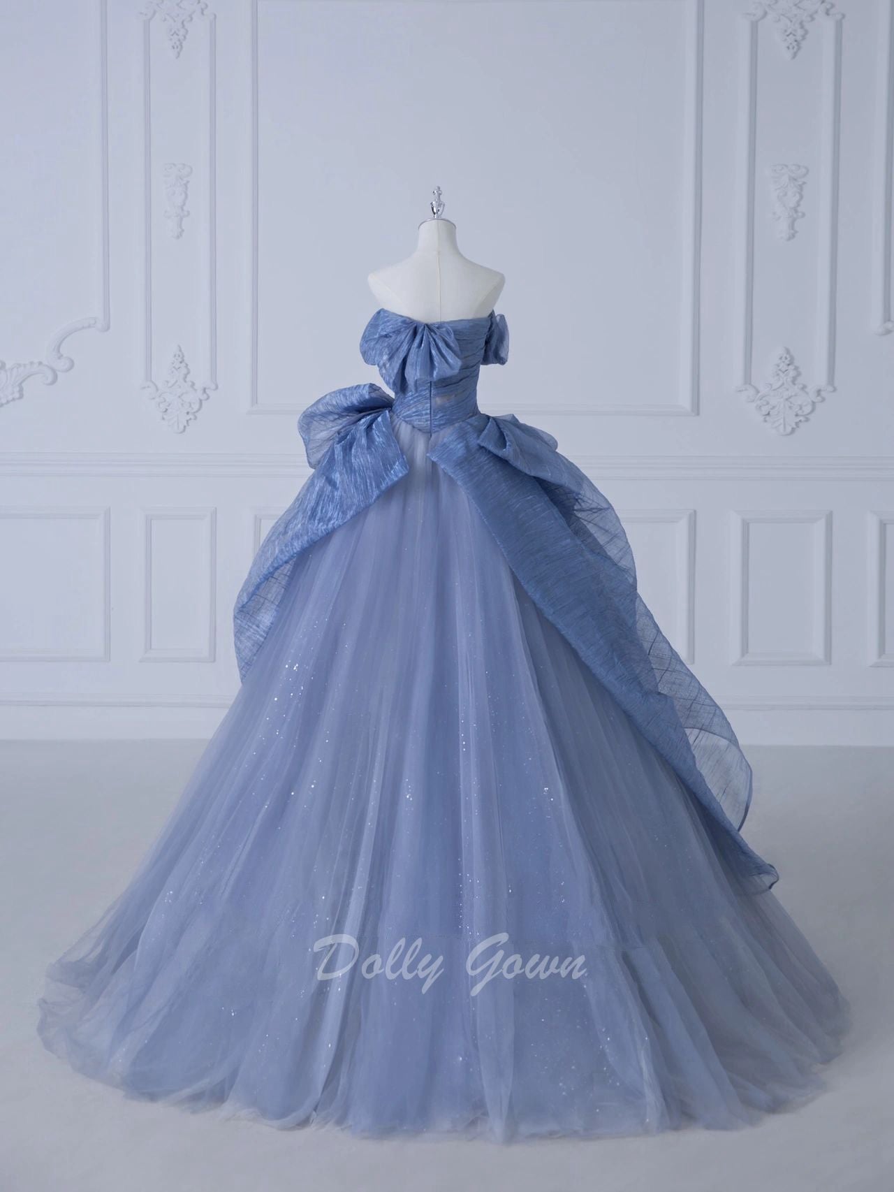 Dusty Blue Ball Gown Prom Dress - DollyGown