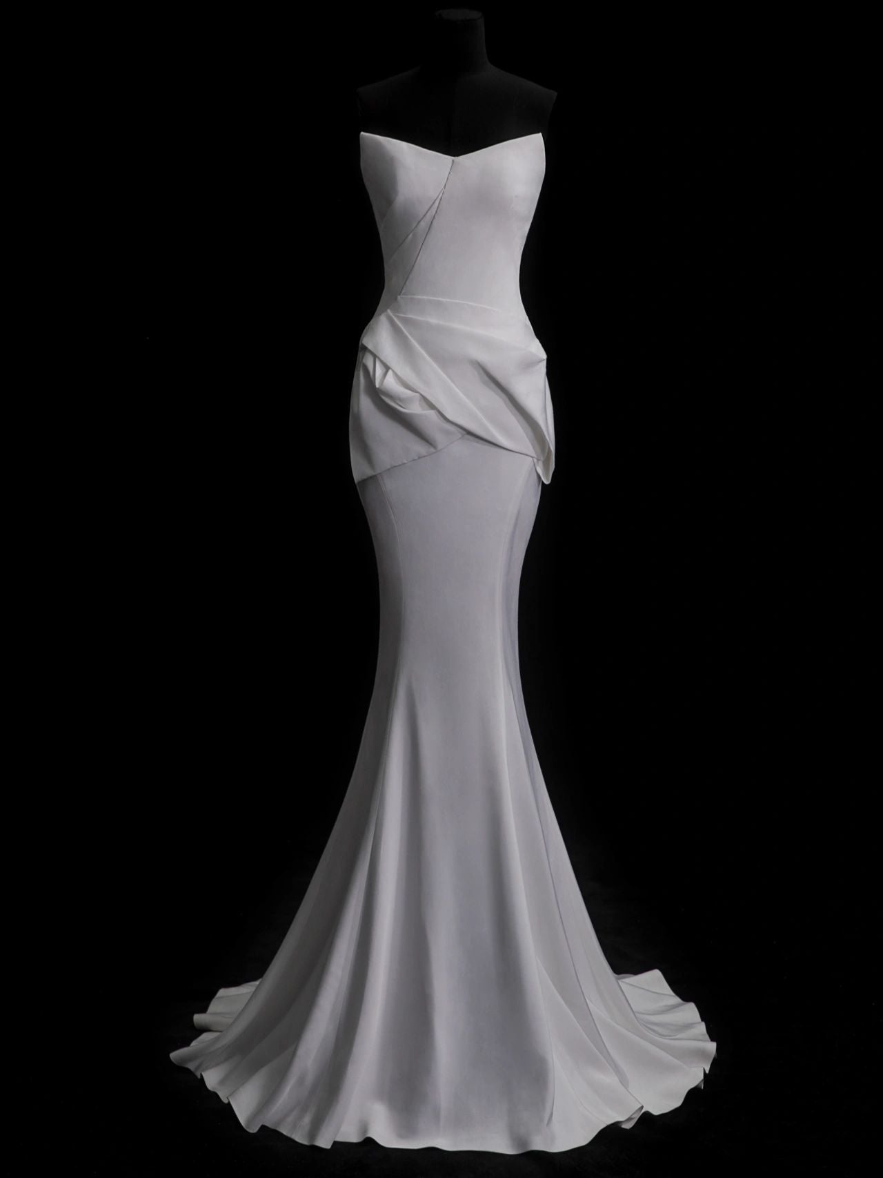 Elegant Strapless Mermaid Stretch Silk Mermaid Wedding Dress - DollyGown