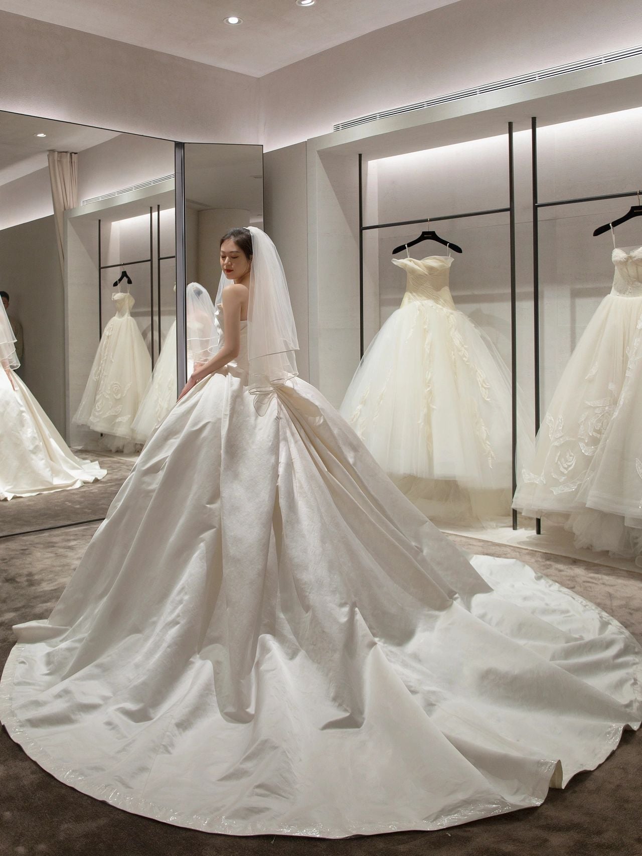Elegant Strapless Silk Ball Gown for Wedding - DollyGown