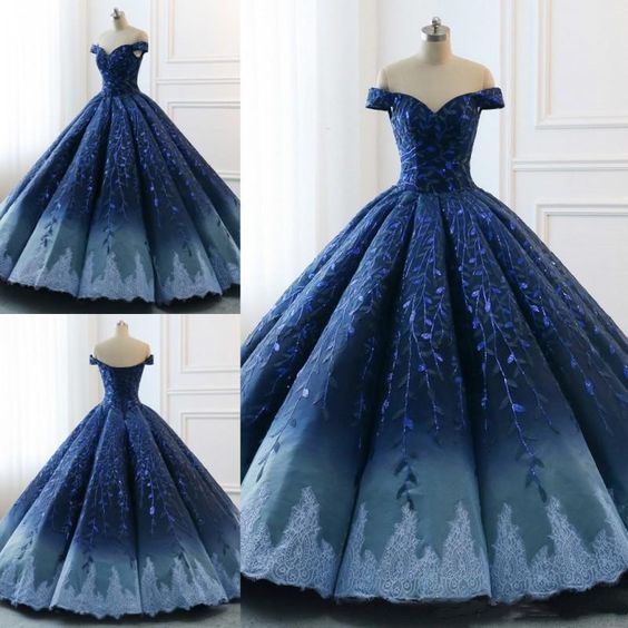 Embre Blue Off Shoulder Ball Gown Occasion Prom Dress Quinceanera Dresses,GDC1244-Dolly Gown
