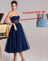 Emerald Green Tulle Corset Top Formal Midi Dress - DollyGown