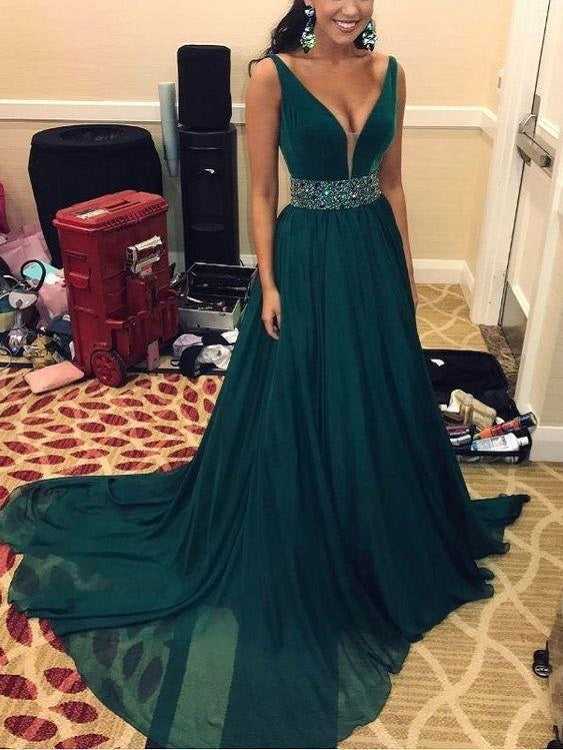 Emerald Green Chiffon Seductive Evening Dress Formal Prom Dress,GDC1219-Dolly Gown