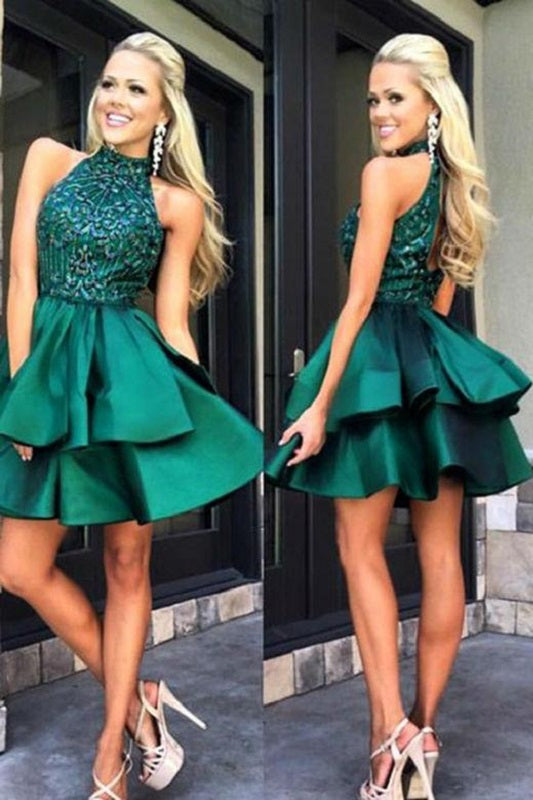 Emerald Green Prom Dress,Short Prom Dress,Freshmen Homecoming Dress,Graduation Dress,MA087-Dolly Gown