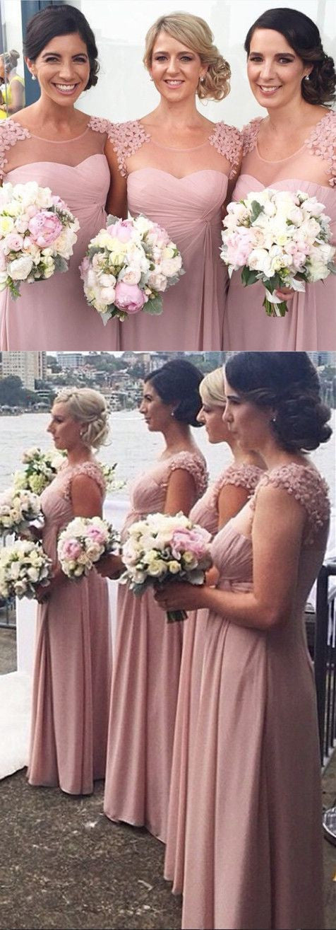 Blush Bridesmaid Dresses,Long Bridesmaid Dresses,Pink Bridesmaid Dresses,Chiffon Bridesmaid Dresses,FS002-Dolly Gown