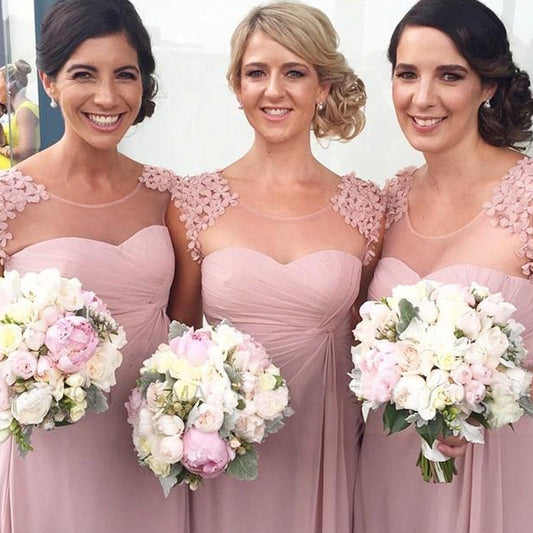 Blush Bridesmaid Dresses,Long Bridesmaid Dresses,Pink Bridesmaid Dresses,Chiffon Bridesmaid Dresses,FS002-Dolly Gown