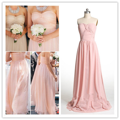 Blush  Pink Bridesmaid Dresses Strapless Bridesmaid Dresses Rustic Bridesmaid Dresses Fs004-Dolly Gown