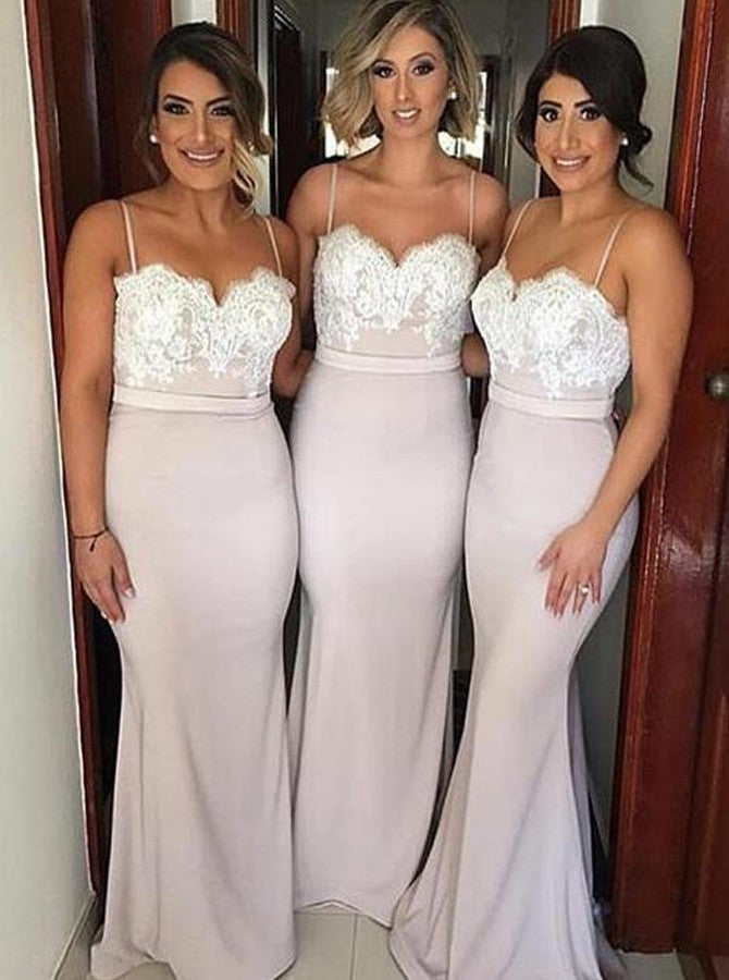 Dove Grey Gray Bridesmaid Dresses Mermaid Bridesmaid Dresses Lace Sexy Bridesmaid Dresses Spaghetti Straps Fs016-Dolly Gown