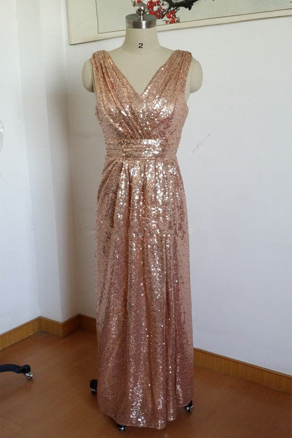 Pregnancy Champagne Long Rose Gold Sequin Bridesmaid Dresses Pregnancy Champagne Long Rose Gold Sequin Bridesmaid Dresses