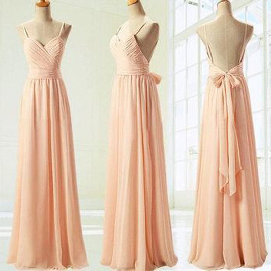 Blush Bridesmaid Dresses, Low Back Bridesmaid Dresses,Pink Bridesmaid Dresses,Robe Demoiselle D'Honneur Longue,Fs021-Dolly Gown