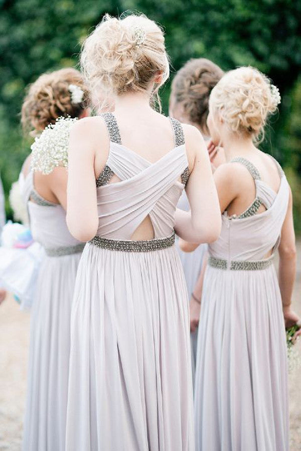 grey halter bridesmaid dress Stormy Grey Bridesmaid Dresses Halter A-Line Sleeveless Floor Length Chiffon Bridesmaid Dresses with Slit