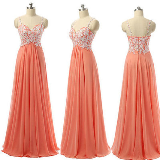 Coral Bridesmaid Dresses,Lace Top Bridesmaid Dresses,Neutral Bridesmaid Dress, Long Bridesmaid Dress,Fs026-Dolly Gown