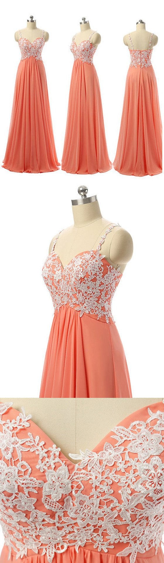 Coral Bridesmaid Dresses,Lace Top Bridesmaid Dresses,Neutral Bridesmaid Dress, Long Bridesmaid Dress,Fs026-Dolly Gown