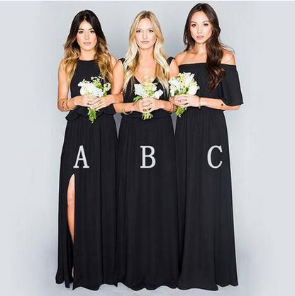 Black Bridesmaid Dresses,Mixed Bridesmaid Dresses,Mismatched Bridesmaid Dresses,Chiffon Bridesmaid Dresses,Fs029-Dolly Gown