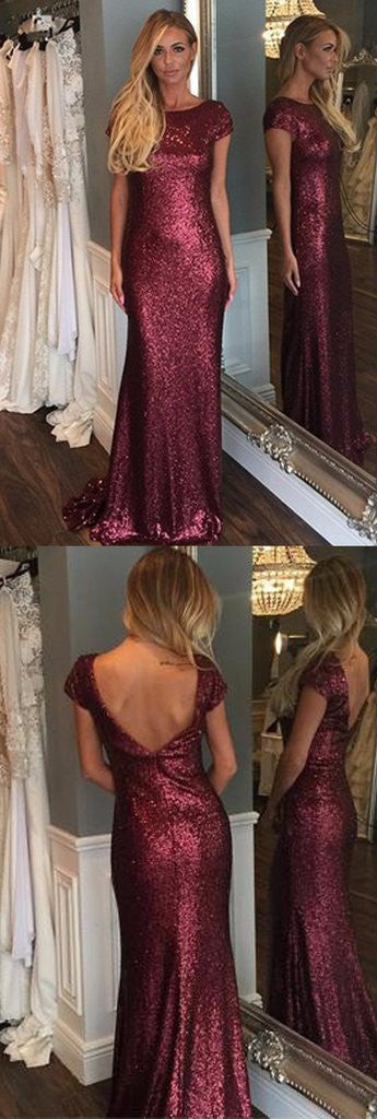 Burgundy Bridesmaid Dresses,Sequin Bridesmaid Dresses,Low Back Bridesmaid Dresses,Robe Demoiselle D'Honneur,Fs037-Dolly Gown