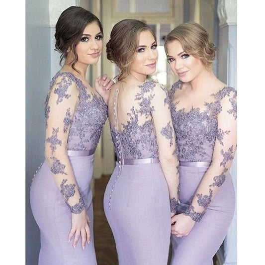 Bridesmaid Dresses with Sleeves, Lavender Bridesmaid Dresses,Mermaid Bridesmaid Dresses,Robe De Demoiselle D'Honneur,FS044-Dolly Gown