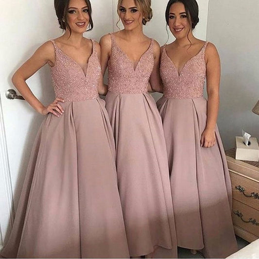 Blush Bridesmaid Dresses,Beaded Bridesmaid Dresses,Blush Pink Bridesmaid Dresses,Robe de Demoiselle D'honneur,FS046-Dolly Gown