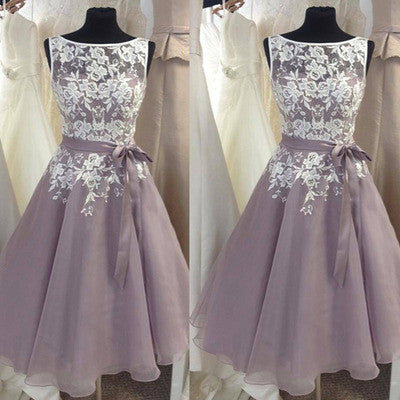 cheap vintage bridesmaid dresses Chic Vintage Style Midi Tea Length Lace Top Blue Bridesmaid Dresses #110504