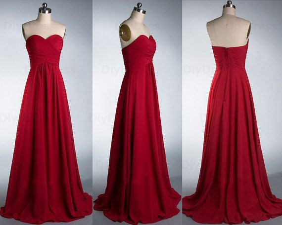 Red Bridesmaid Dresses,Long Bridesmaid Dresses,A-line Bridesmaid Dresses,Chiffon Bridesmaid Dresses,FS089-Dolly Gown