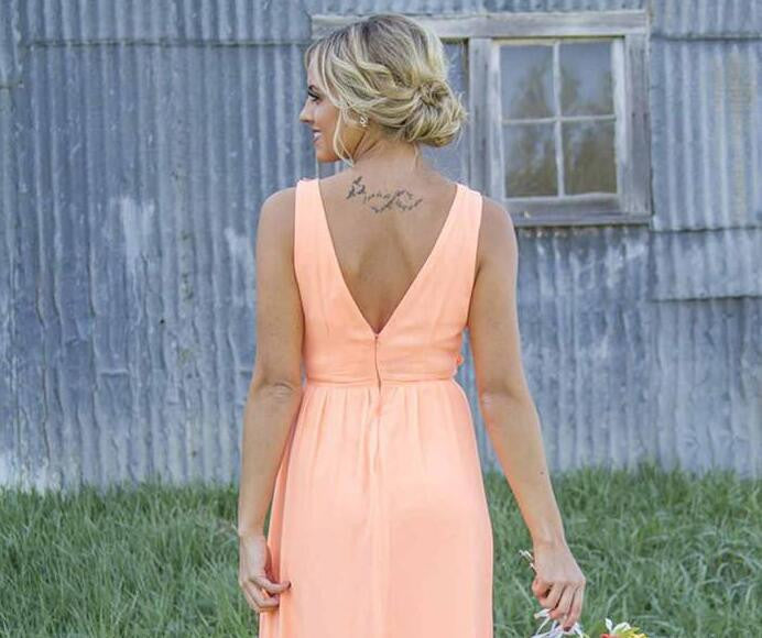 Country Rustic Hi Low Bridesmaid Dresses with Cowboy Boots,FS090-Dolly Gown
